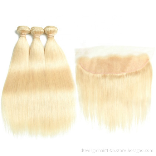 Blonde 613 straight human hair ear to ear13*4 baby hair lace frontal